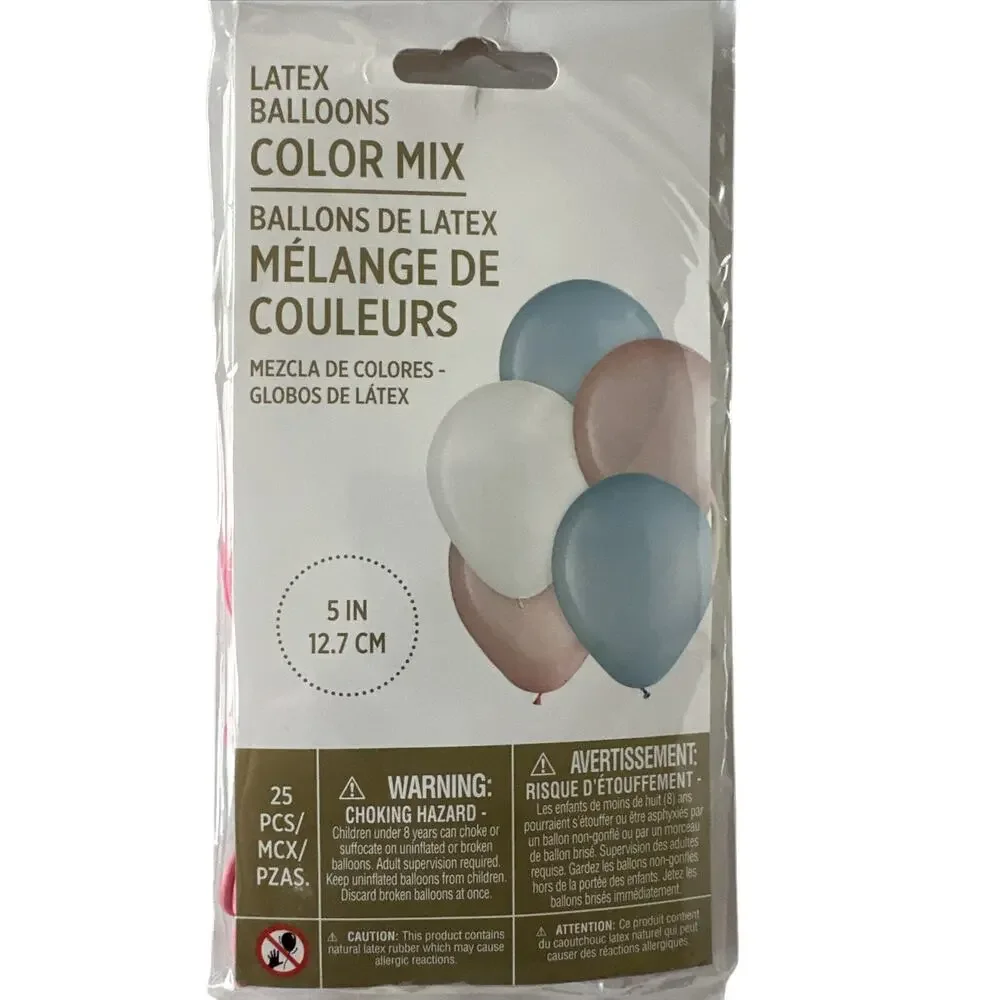 100-5” Latex Balloons, Pink, Blue & White, Gender Reveal, Baby, Birthday Party